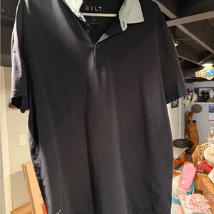 BYLT BASICS Men's Blue Polo Shirt with Polk a dot collar